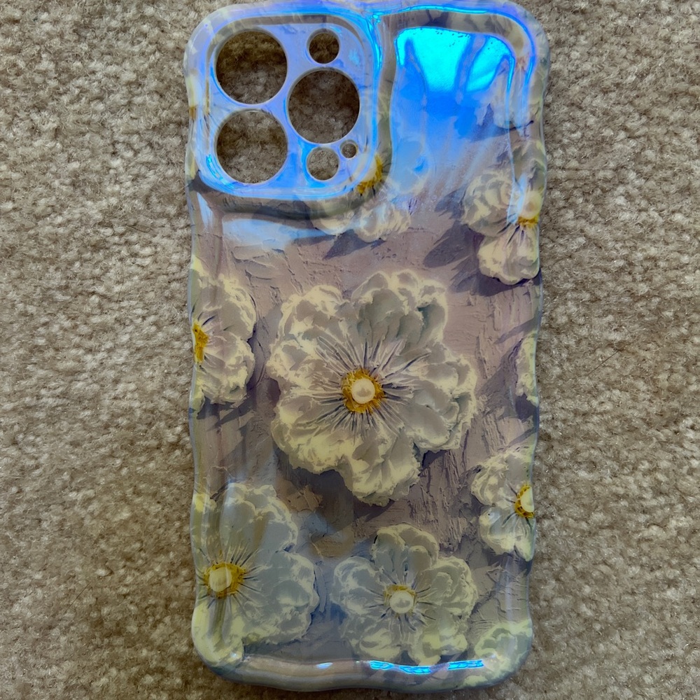 iPhone 13 Pro Max Iridescent Purple Flower Case